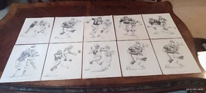 1981 Shell Oil Company LOT of 10 Football Sketch's, All Sketches Bengals & Colts - Picture 1 of 9