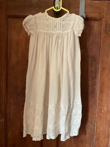 Vintage Victorian Childs Silk and Lace Gown. Ivory L25” - Picture 1 of 5