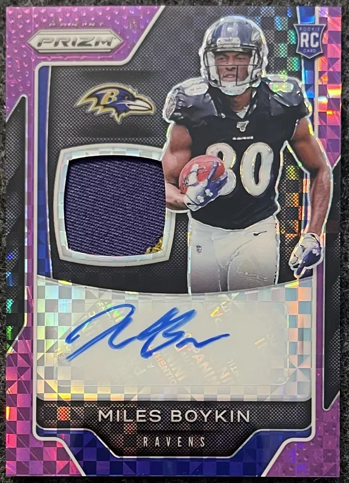 2019 Prizm Rookie Patch Auto #RPA-MB Miles Boykin Purple Power Prizm /30 RC SP - Image 1 of 2