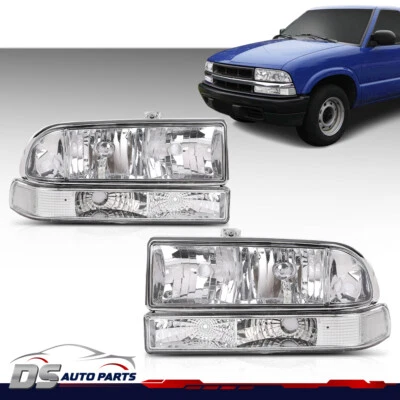 Fit For 1998-2005 Chevy S10 Blazer Chrome Clear Corner Headlights+bumper Lamps  - Image 1 of 4