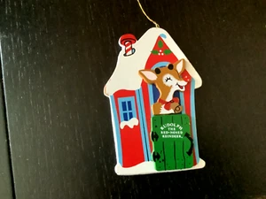 Vintage 1987 KURT ADLER Holz Weihnachtsschmuck "Rudolph das Rentier mit der roten Nase" - Bild 1 von 4