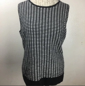 Nordstrom Collection $188 Sleeveless Black And White Sweater Sz: Large - Picture 1 of 6