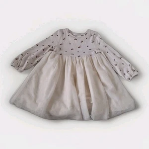 M&S Girls Cream Cherry Tulle Dress 2–3 | Long Sleeve Party Dress | Preloved - Picture 1 of 9