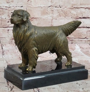 Bronze Golden Retriever Dog Statue Realistic Pet Sculpture Decor - Picture 1 of 10