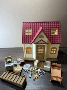 Calico Critters Sylvanian Lot, Cozy Cottage + Furnature + Figures - Picture 1 of 6
