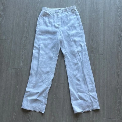 J Crew Wide Leg Essential Pants In Linen Womens Petite 0 White - Image 1 of 4