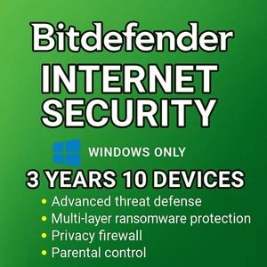 π₯ Bitdefender Internet Security π₯3 Year | 10 PC's | Windows | Trusted Seller - Picture 1 of 1