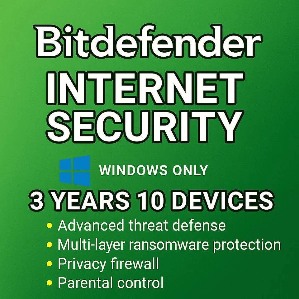 🔥 Bitdefender Internet Security 🔥3 Year | 10 PC's | Windows | Trusted Seller - Image 1 of 1