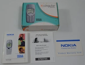 Nokia 3395 boîte/emballage et guide de l'utilisateur téléphone portable manuel cingulaire RARE VINTAGE - Photo 1 sur 10