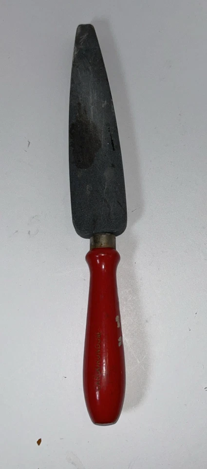 Piedra húmeda afiladora de carborundo vintage con mango de madera roja Foto 1 de 4