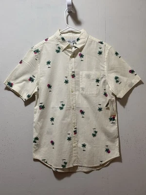 Old Navy Short Sleeve White Tropical Print Button Front Shirt Men’s Sz S New - Image 1 of 4