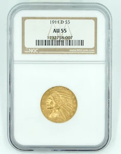 1911-D NGC AU55 $5 Gold Indian - Picture 1 of 3