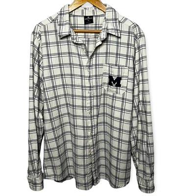 Camisa de franela a cuadros blanca y azul Coliseo para hombre de la Universidad de Michigan talla XL Foto 1 de 4
