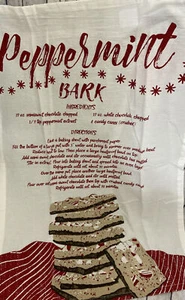 CHRISTMAS KITCHEN TEA TOWEL, PEPPERMINT BARK RECIPE, HOLIDAY GIFT 25”x17” NEW - Picture 1 of 7