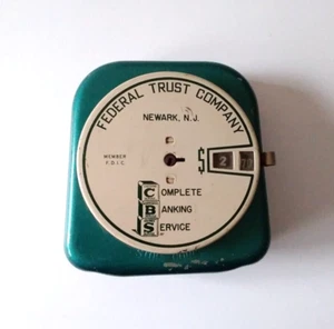 Vintage 1940's Add-O-Matic Promo Metal Coin Bank FEDERAL TRUST CO. NEWARK N.J. - Picture 1 of 4