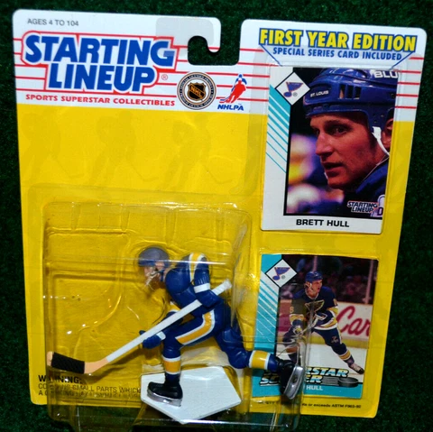 St. Louis Blues Brett Hull 1993 NHL Kenner Starting Lineup Hockey Figure w/Cards Cover