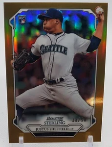 Justus Sheffield Rookie #38/50 2019 Bowman Sterling GOLD Mariners BSR-75 RC Card - Picture 1 of 2