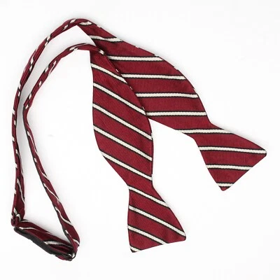 Pajarita de seda reloj de arena de colección para hombre borgoña negra plateada a rayas mariposa Foto 1 de 4