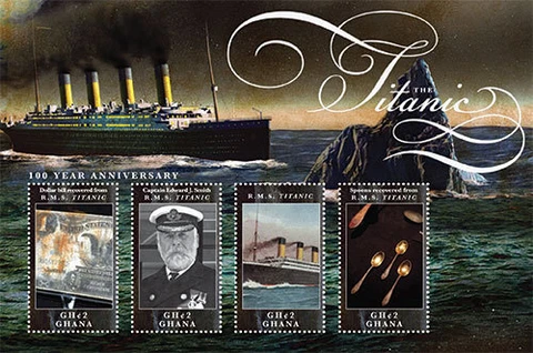 Ghana 2012 - R.M.S. 100th Anniversary Titanic - Sheet of 4 stamps - MNH Cover