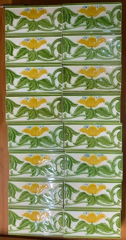 Tiles England Rare Antique Vintage Architecture 6x3 inch Backsplash Art Deco Cover