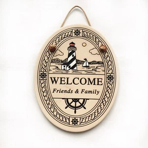 Trinity Pottery Wisconsin Oval Ceramic Plaque “Welcome Friends & Family” - Picture 1 of 8