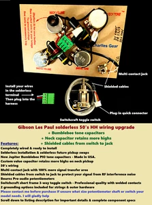 Aggiornamento cablaggio Gibson Les Paul senza saldatura + bombi/albero corto/corto 3 vie - Foto 1 di 12