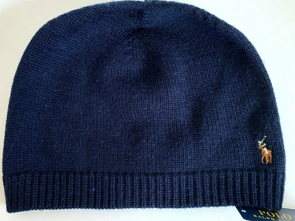 NEW POLO RALPH LAUREN Adult Merino Classic Pony Beanie Cap/Hat-Navy - Image 1 of 1