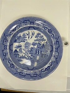 Blue and White Willow Pattern Food Warming Plate by JOHN MEIR & SON c. 1837 Rare - Picture 1 of 10
