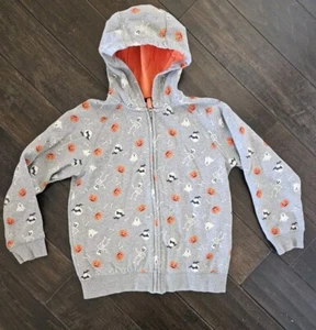 Boys Size 8 Gymboree Halloween Hoodie Gray Skeletons Pumpkins Bats Ghosts - Picture 1 of 4