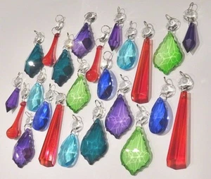 24 Rainbow Chandelier Cut Glass Crystals Wedding Beads Prisms Sun Catchers Retro - Picture 1 of 12