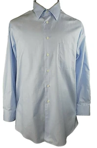 Pronto Uomo Shirt Size 18 Blue Non Iron Long Sleeve Button Down Front Cotton - Picture 1 of 7