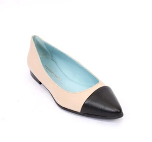 Maison Raro 5532 Beige / Black Leather Pointy Toe Flats Shoes 40 / US 10 - Picture 1 of 8