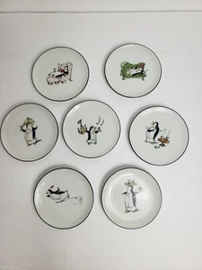 Pottery Barn Penguin Porcelain Holiday 4" Coasters Set of 7 - Picture 1 of 10