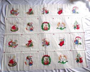 Vintage Mistletoe Mice Picture Patches Cranston Christmas Fabric, 35" Length - Picture 1 of 19