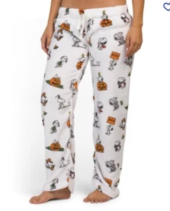 Erdnüsse Damen Halloween Snoopy Mama Kürbis Druck Plüsch Pyjamahose neu Gr. M - Bild 1 von 3