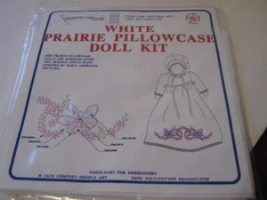 Pillowcase Doll Kit " 2 Butterflies " Jack Dempsey Needle Art White Prairie - Picture 1 of 4