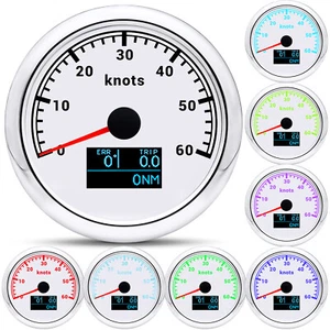 85mm 3in 1 Boat GPS Speedometer Gauge 0-60Knots 7Colors LED For Car Truck Marine - Picture 1 of 15