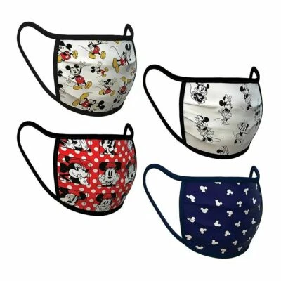 Authentic Disney Mickey and Minnie Mouse Cloth Face Masks 4-Pack NEW! - Image 1 of 2