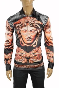 Versace Medusa Men Dress Shirt In Black Long sleeve, Size Large - Picture 1 of 8