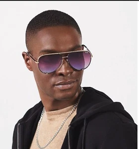 QUAY HIGH KEY RIVET gold/purple fade aviator sunglasses - Picture 1 of 9