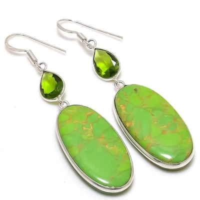 Peridot Gemstone 925 Sterling Silver Pendant 2.36" z248 - Image 1 of 4