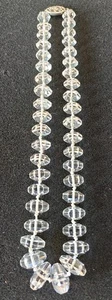 Vintage Art Deco Rock Crystal Graduated Bead Necklace White Gold Filled Clasp - Picture 1 of 9