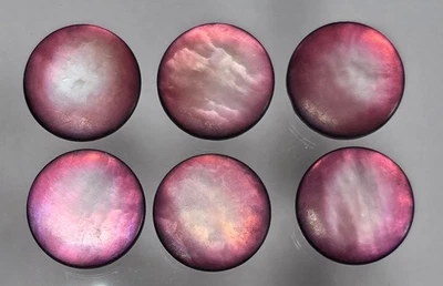 (6) Vtg MCM Pink Natural Shell Buttons Set - Image 1 of 4