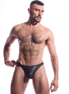 Men’s N2N EF25 Eagle Fire Island Micro Thong - Large Black Pleather NWT - Picture 1 of 6