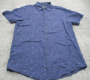 Rodd & Gunn R&G Shirt Medium Short Sleeve Collared Button Up Linen Blue - Picture 1 of 13