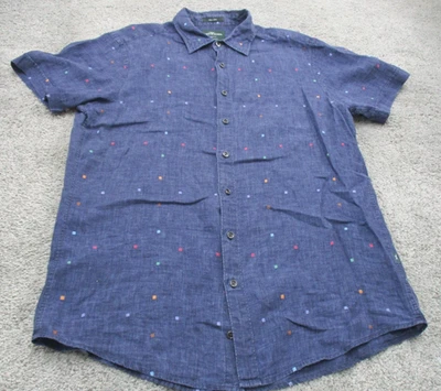 Rodd & Gunn R&G Shirt Medium Short Sleeve Collared Button Up Linen Blue - Image 1 of 4