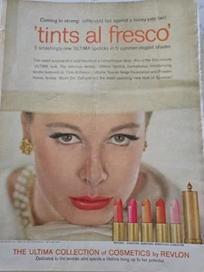 1963 Revlon Ultima colección tintes al aire libre labiales cosméticos anuncio vintage - Imagen 1 de 1