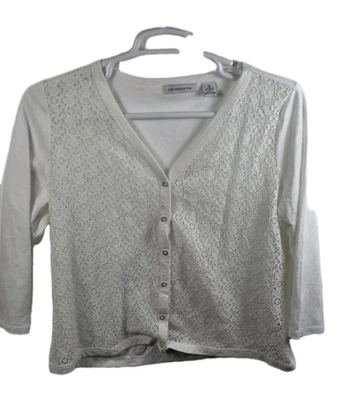 Blusa/top Liz Claiborne blanco encaje satinado talla XL Foto 1 de 4
