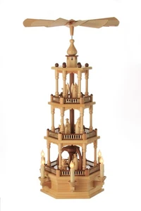 Weihnachtspyramide dreistöckig Naturholz Christi Geburt elektrisch 37x73x37 cm - Bild 1 von 1