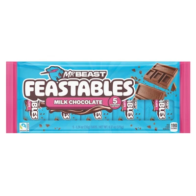 Barra de chocolate con leche Feastables MrBeast, 1,24 oz (35 g), 5 unidades Foto 1 de 4